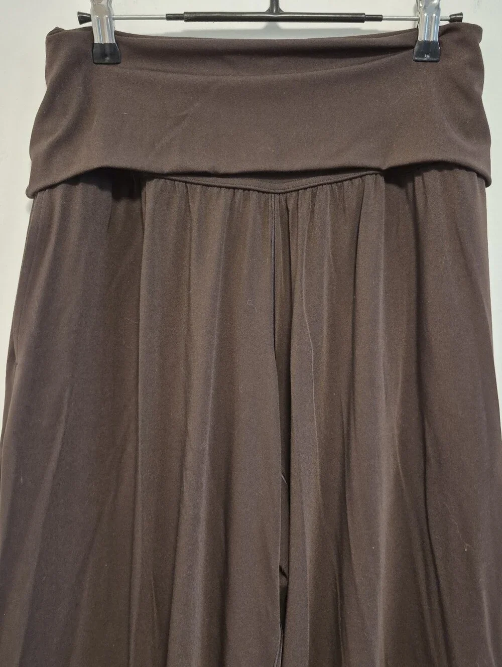 Aerie Real Me Foldover Super Wide Leg Pant Chocolate Brown Stretchy Women's Sz S - Picture 5 of 11